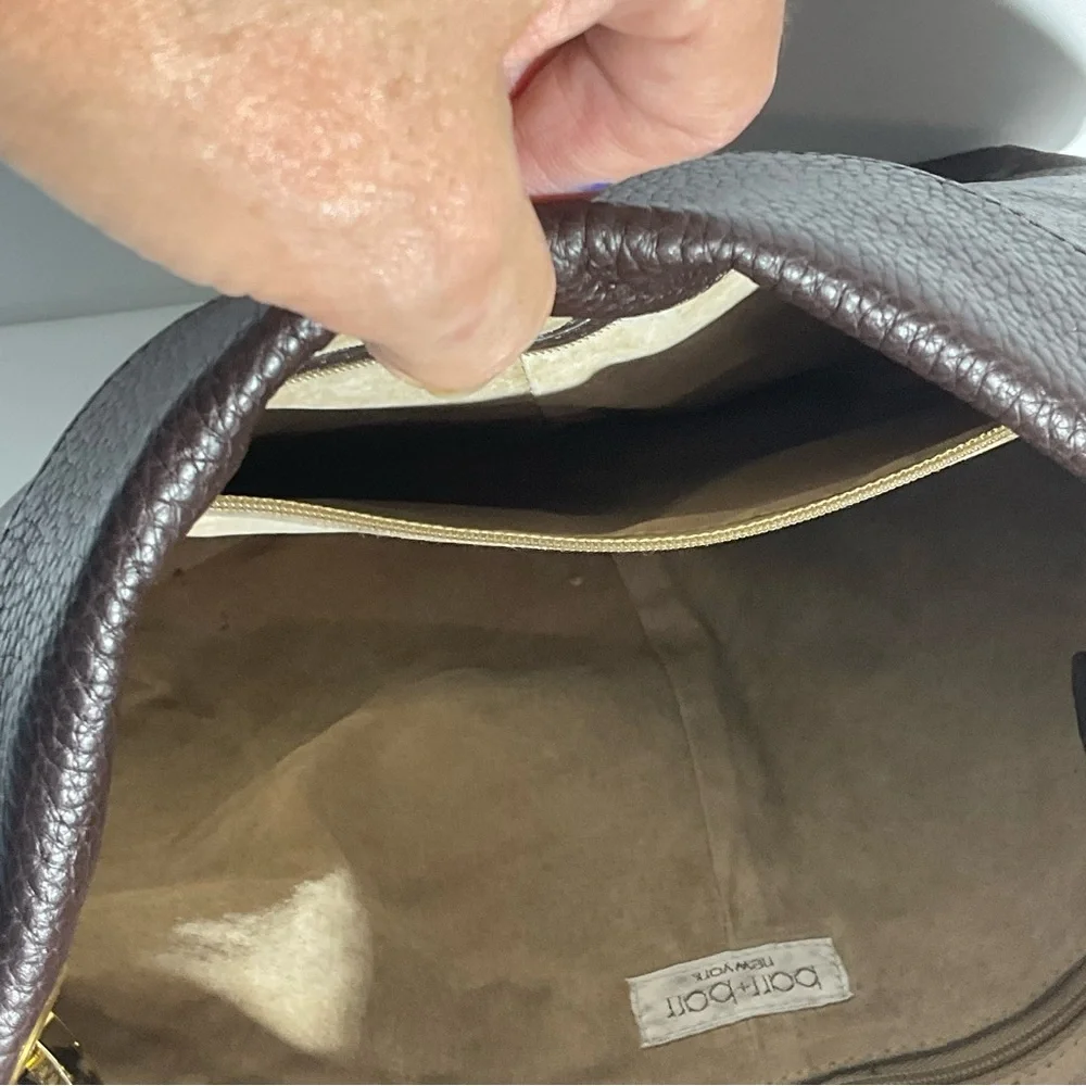Barr and Barr New York Pebbled Brown Leather Bag Gold Hardware Shoulder Bag - Picture 8 of 15